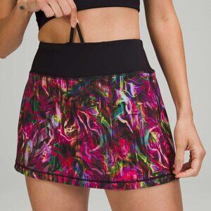 Lululemon Pace Rival Mid Rise Skirt Hyper Flow Pink Multi / Black - Size 14